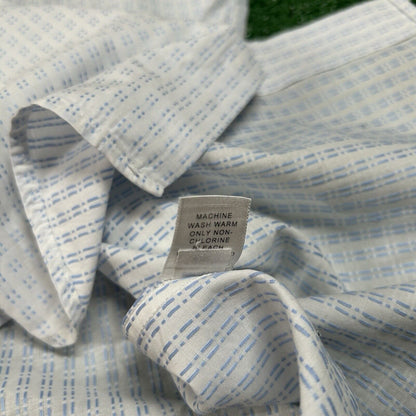Banana Republic Shirt Mens Medium White Blue Geometric Button Up Long Sleeve