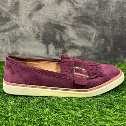 Vionic Cambridge Loafer Womens 9 M Purple Suede Moccasins Casual Comfort Buckle