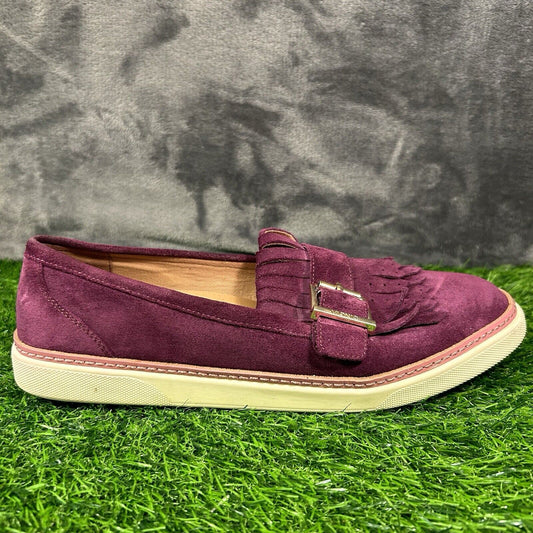 Vionic Cambridge Loafer Womens 9 M Purple Suede Moccasins Casual Comfort Buckle