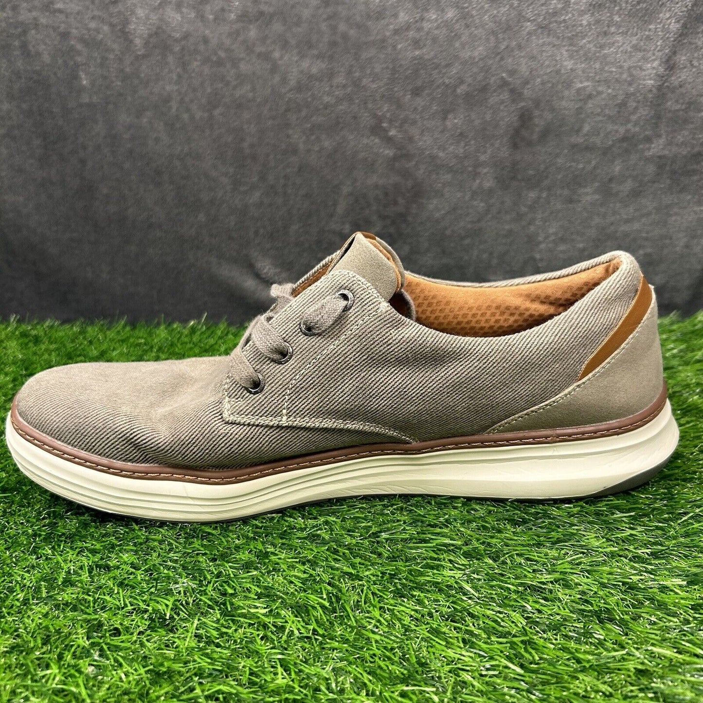 Skechers Oxfords Mens 13 Gray Brown Canvas Shoes Casual Comfort Lace Up Moreno