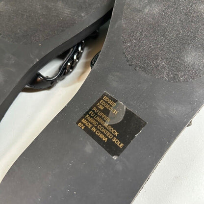 Steve Madden Edged Chain Embellished Slide Sandals Black 3 Strap Womens 7.5