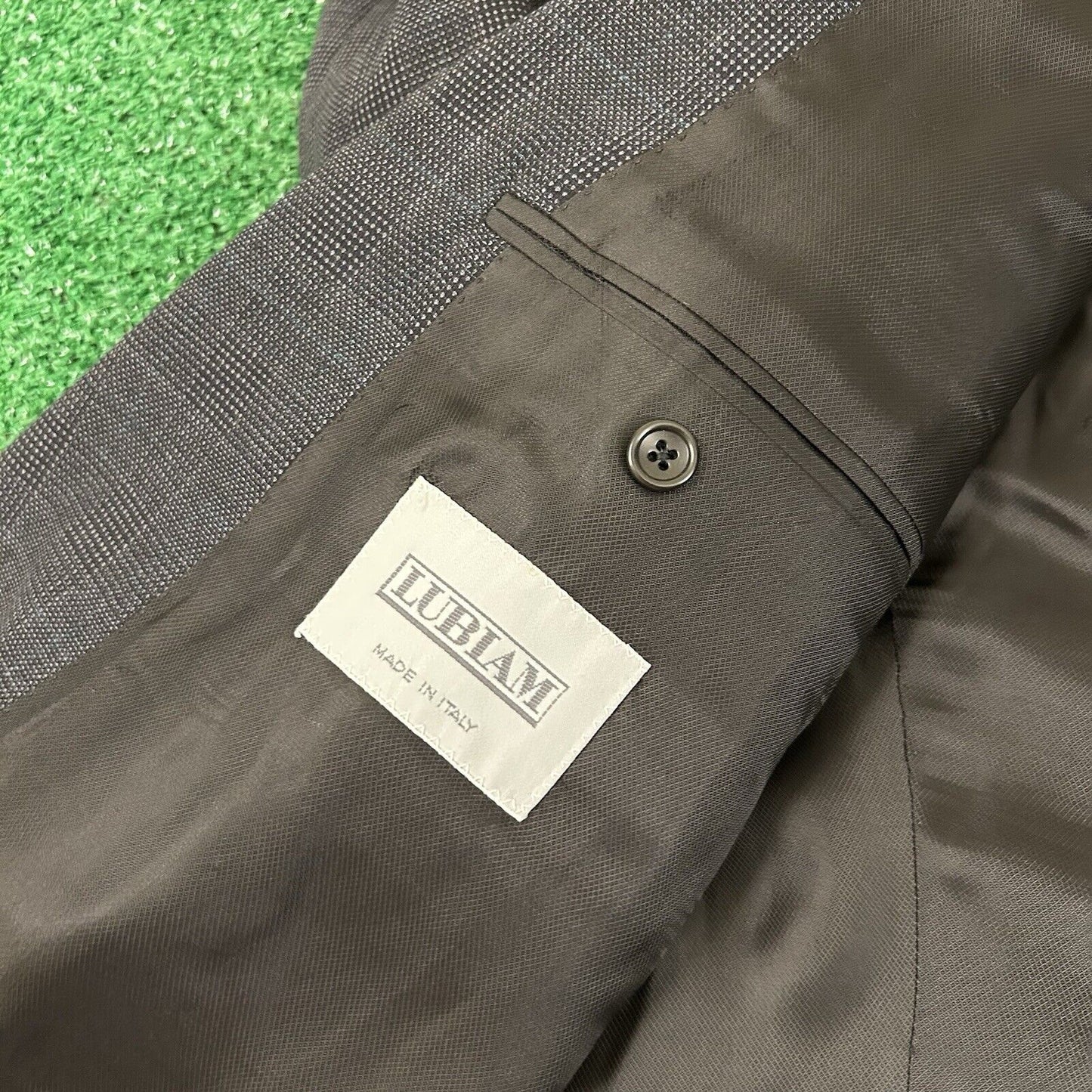 Lubiam Blazer Jacket Mens 43 Black Gray Wool Made Italy Sport Coat Work Formal