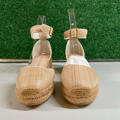 Jack Rogers Palmer Espadrille Wedge Sandals Ankle Strap Beige Womens 7.5 M