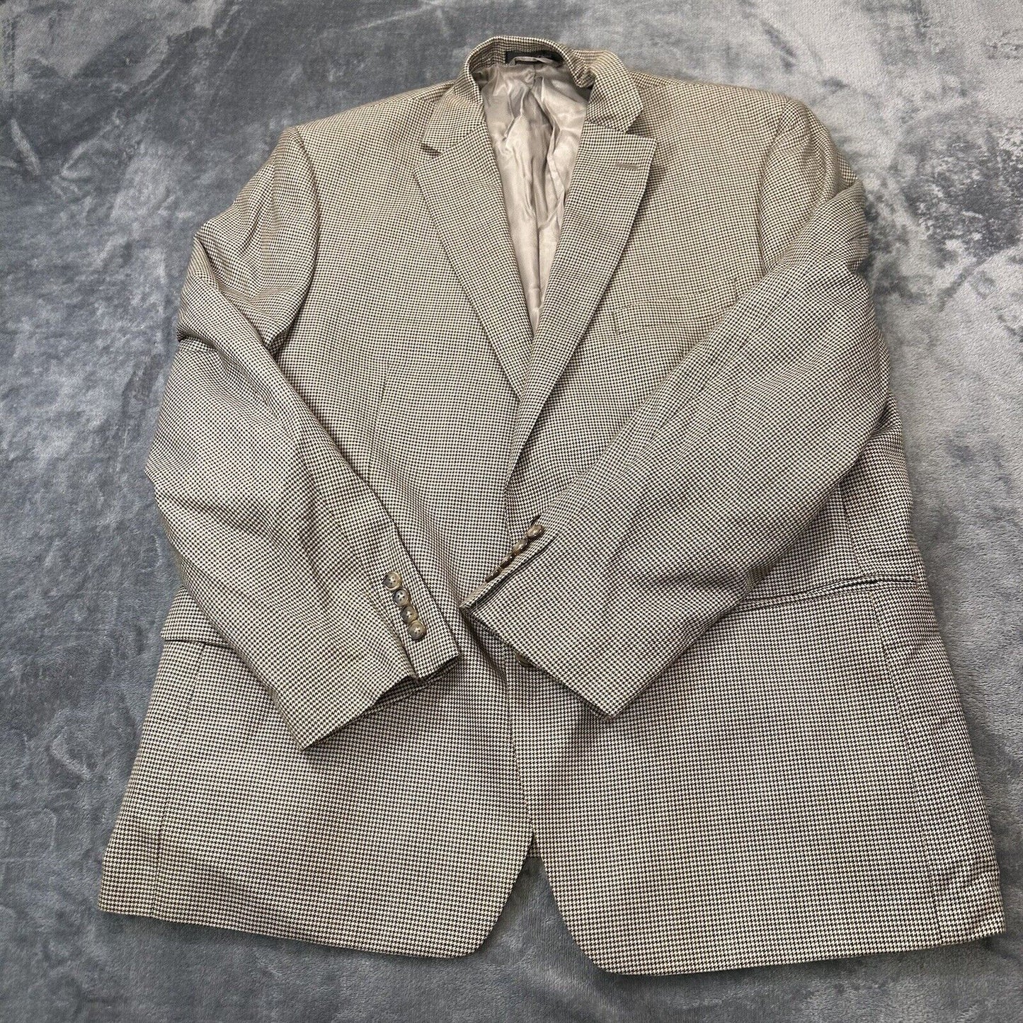 Lauren Ralph Lauren Suit Jacket Mens 46 R Brown Black Houndstooth 100% Wool