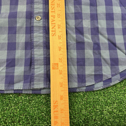 Goodthreads Shirt Mens Large Blue Check Work Preppy Button Up Long Sleeve