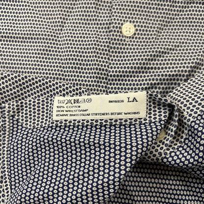 Charles Tyrwhitt Shirt Mens 16.5 35 Blue White Geometric Button Up Long Sleeve