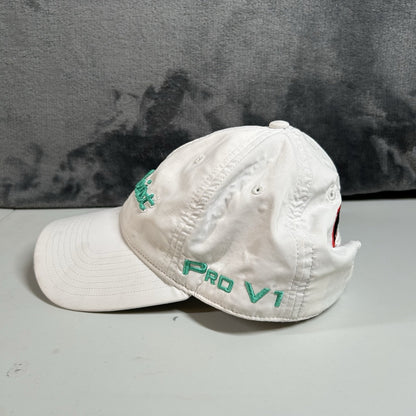 Titleist Golf Hat Cap Adult Strap Back White Green/Blue Footjoy ProV1 Adjustable