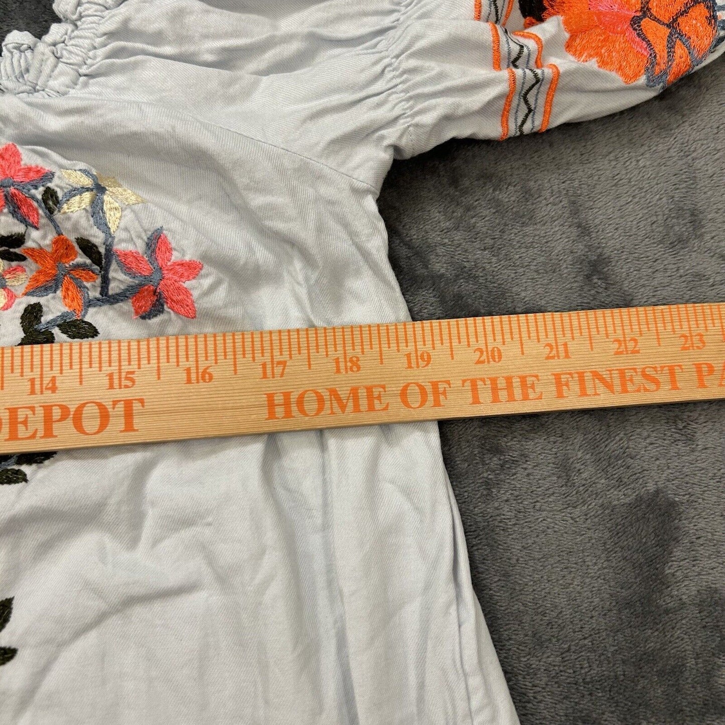 Free People Dress Womens Extra Small Light Blue Fleur Du Jour Embroidered Floral