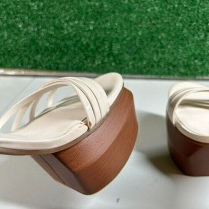 Gianni Bini Parrish Platform Sandals Ankle Strap Wood Block Patent Womens 8.5M