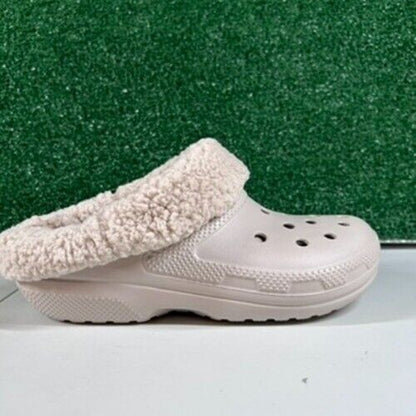 Crocs Classic Blitzen IV Lined Clog Fuzzy Fur Slip On Comfort Beige Womens 8 New