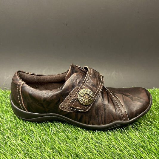 Clarks Artisan Shoes Womens 7 M Brown Black Loafer Flats Leather Slip On Strap