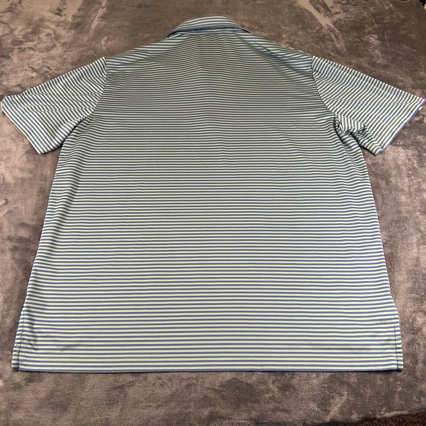 RLX Ralph Lauren Polo Shirt Mens Extra Large Green Blue Stripe Short Sleeve Golf
