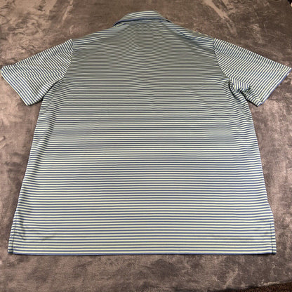 RLX Ralph Lauren Polo Shirt Mens Extra Large Green Blue Stripe Short Sleeve Golf
