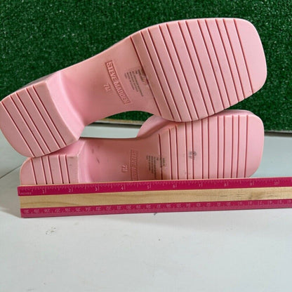 Steve Madden Harlin Platform Slide Sandals Block Heel Pink Y2K Style Womens 7 M