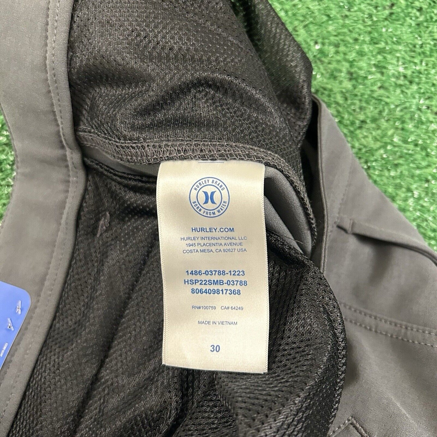 Hurley Chino Shorts Mens 30" Gray Flat Front Hybrid Heathered Stretch Casual New