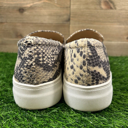 Vince Camuto Korliz Shoes Womens 8 M Beige Black Leather Snakeskin Platform