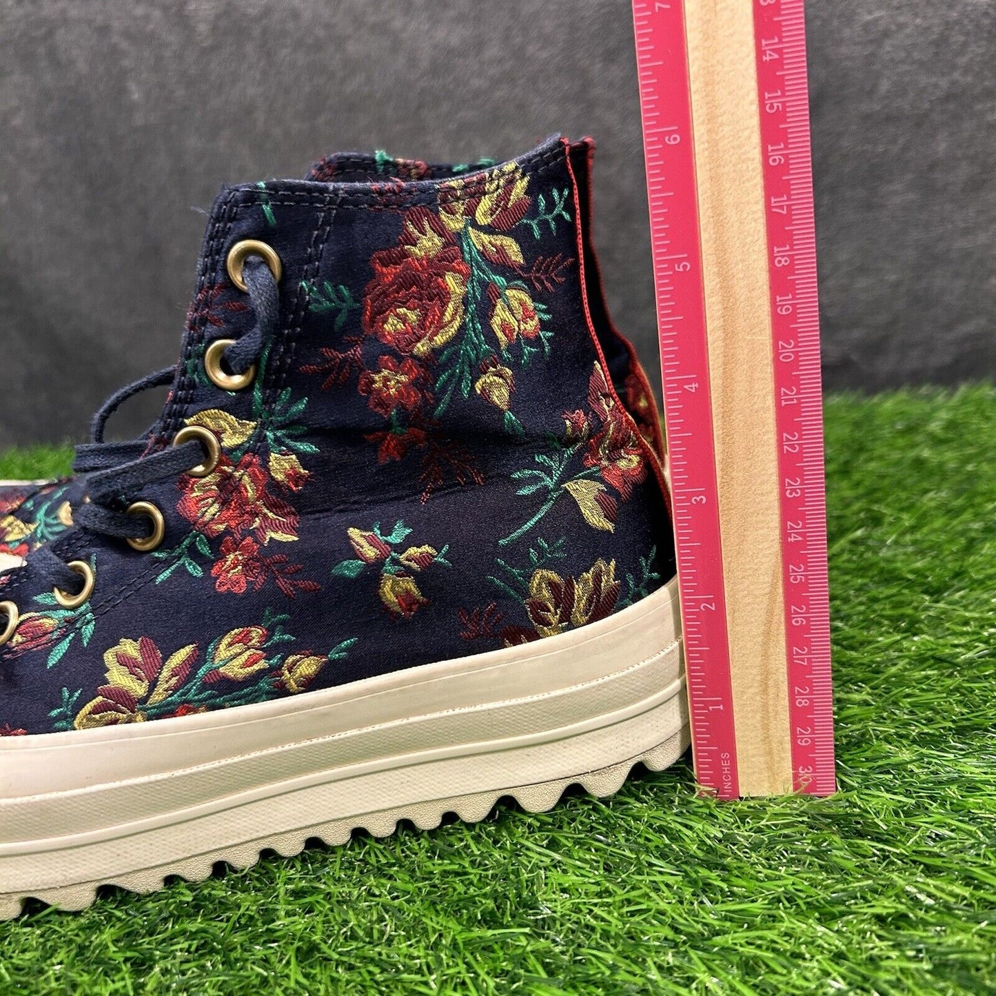 Converse Lift Ripple Womens 7.5 Blue White Flroal Shoes Sneakers High Top Casual