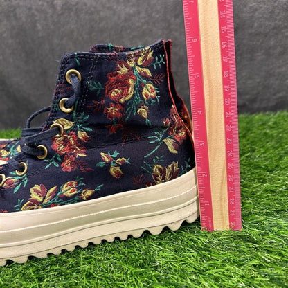 Converse Lift Ripple Womens 7.5 Blue White Flroal Shoes Sneakers High Top Casual