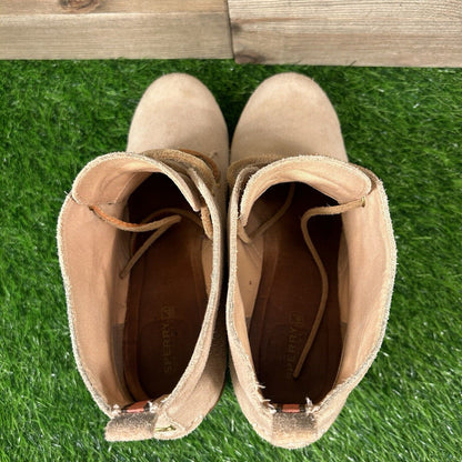 Sperry Harlow Boots Womens 8 M Brown Suede Leather Ankle Booties Casual Wedge