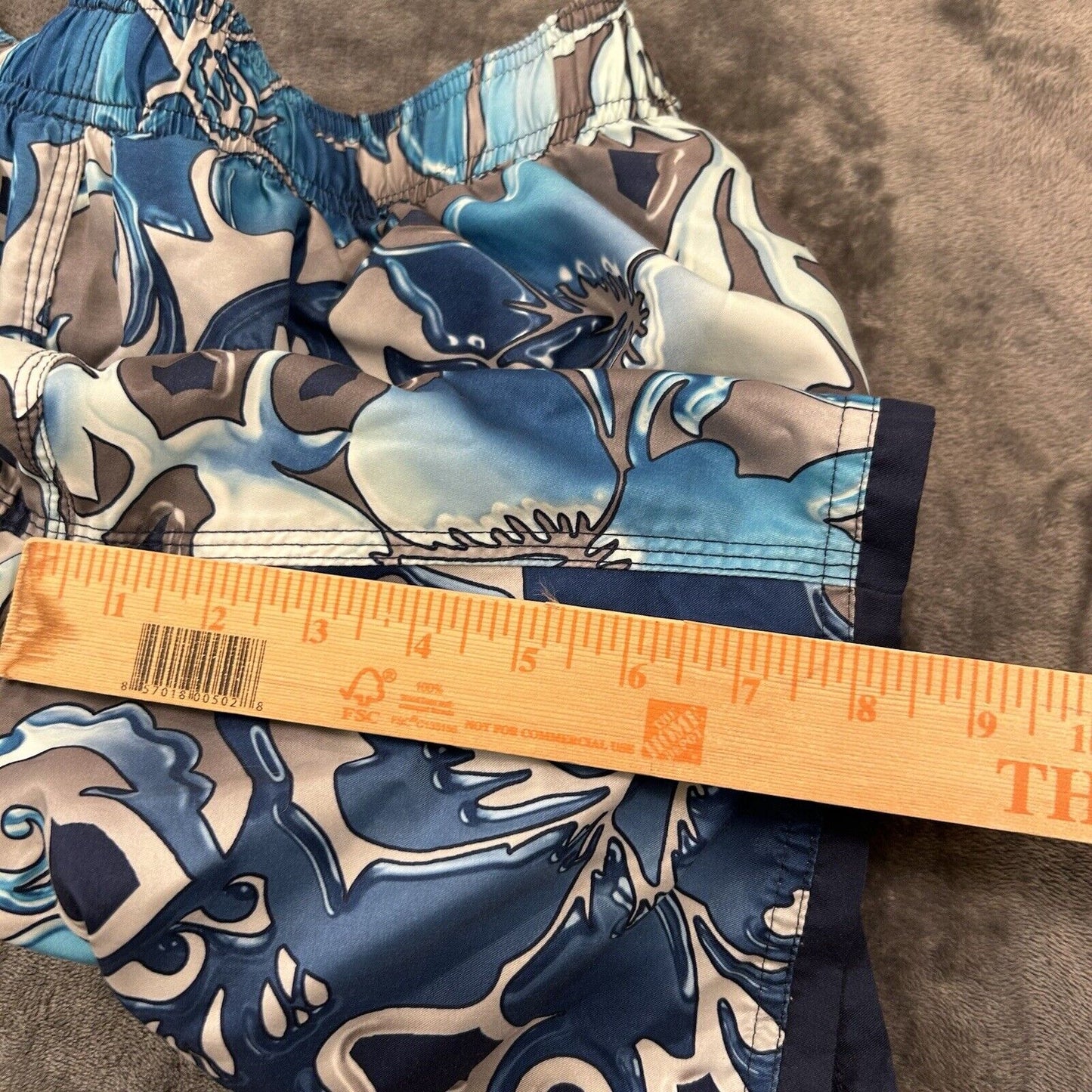 Nike Swim Trunks Mens Large Blue Gray Floral Swimwear Bottoms Board Shorts Beach