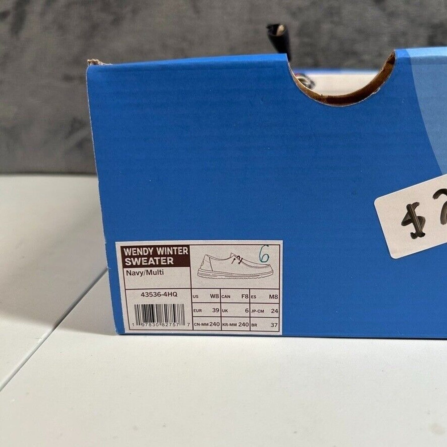 Hey Dude Wendy Winter Sweater Slip On Loafers Casual Shoes Blue Womens 8 New