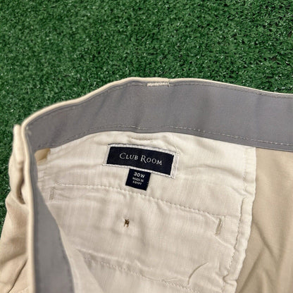 Club Room Chino Shorts Mens 30" Beige 4 Way Stretch Casual Comfort Golf New