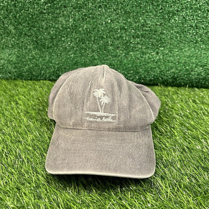 Travis Mathew Golf Hat Cap Mens Strapback Gray White Corduroy Palm Trees Yupoong