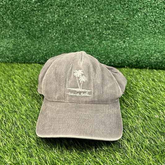 Travis Mathew Golf Hat Cap Mens Strapback Gray White Corduroy Palm Trees Yupoong