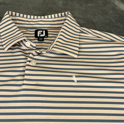 FootJoy Polo Shirt Mens Extra Large Gray Pink Striped Short Sleeve Casual Golf
