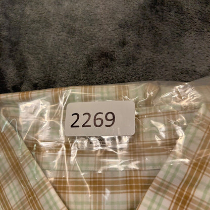 Peter Millar Shirt Mens Large Brown White Plaid Button Up Long Sleeve Casual