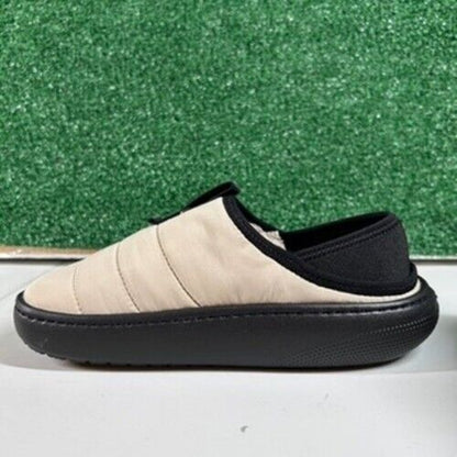 Crocs Classic Puff Mocs Beige Black Slip On Casual Comfort Shoes Womens 6 New