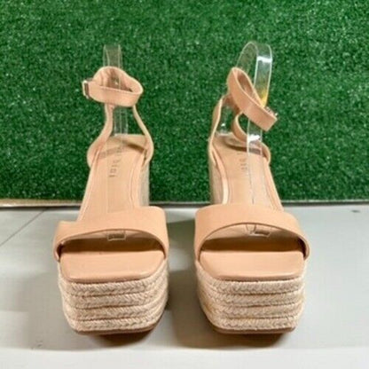 Gianni Bini Platform Espadrille Wedge Sandals Ankle Strap Beige Womens 11 M