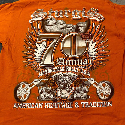 Sturgis Shirt Mens Extra Large Orange Short Sleeve 70th Annual Hanes Heavyweight