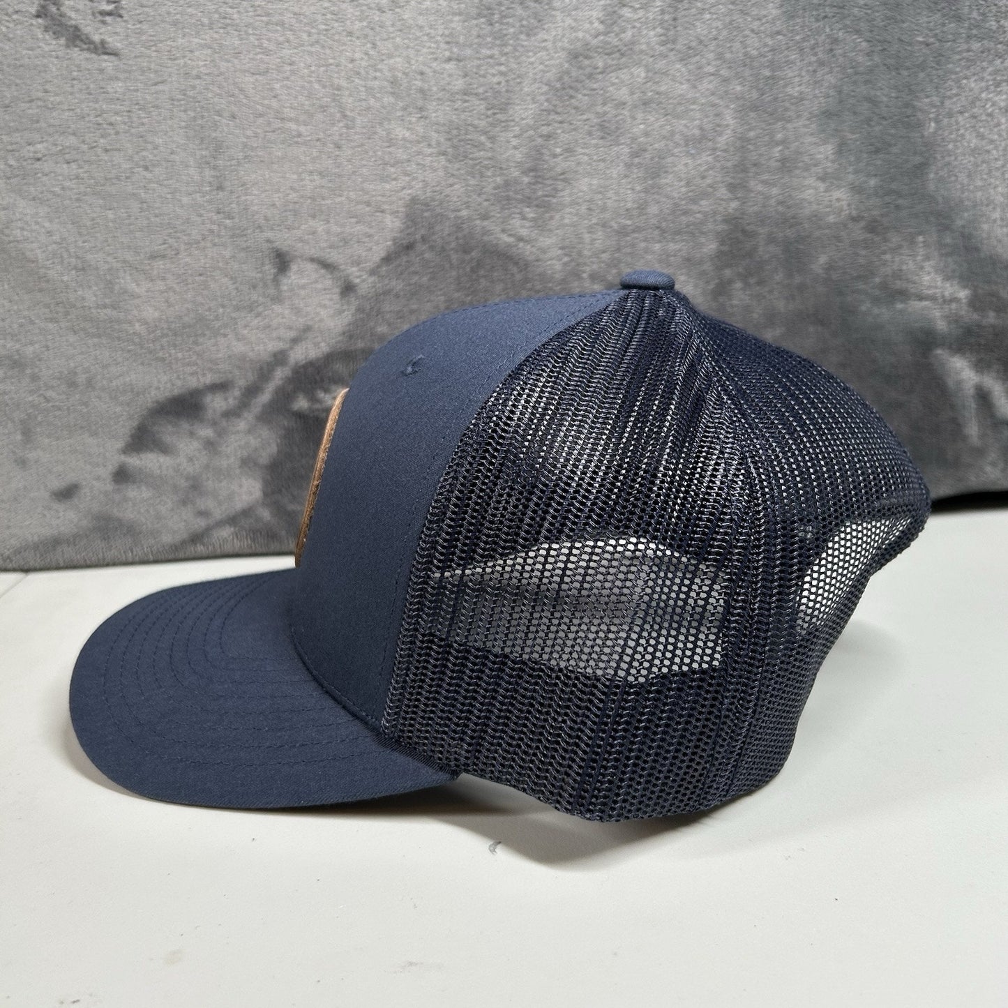 Adult Hockey Association Trucker Hat Cap Men Snapback Navy Leather Patch Yupoong