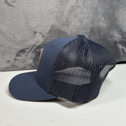 Adult Hockey Association Trucker Hat Cap Men Snapback Navy Leather Patch Yupoong