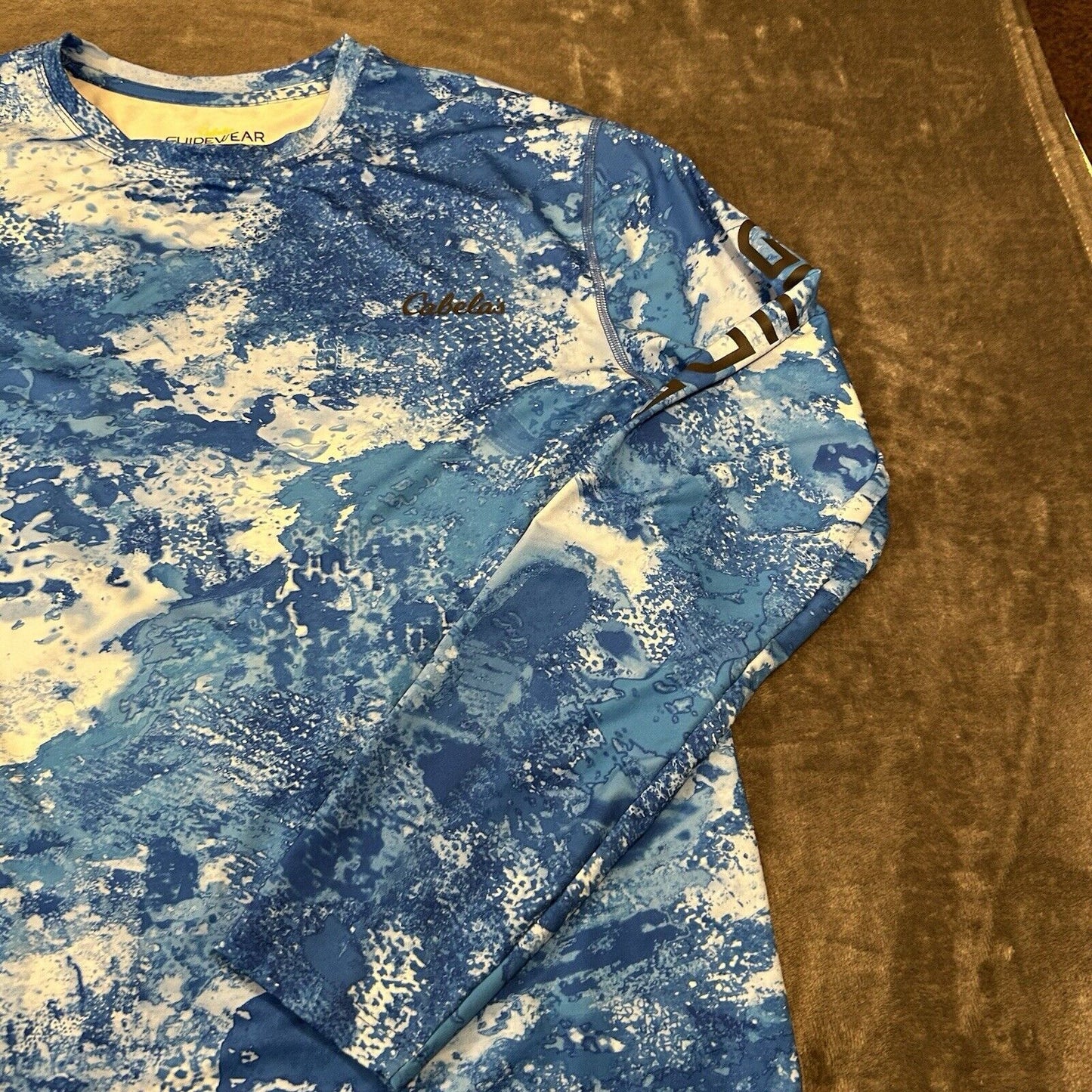 Cabelas Guidewear Shirt Men Medium Blue Camo Long Sleeve Casual Outdoor Athletic