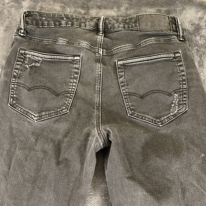 American Eagle Jeans Mens 32x32" Black Straight Denim Pants Distressed Ripped