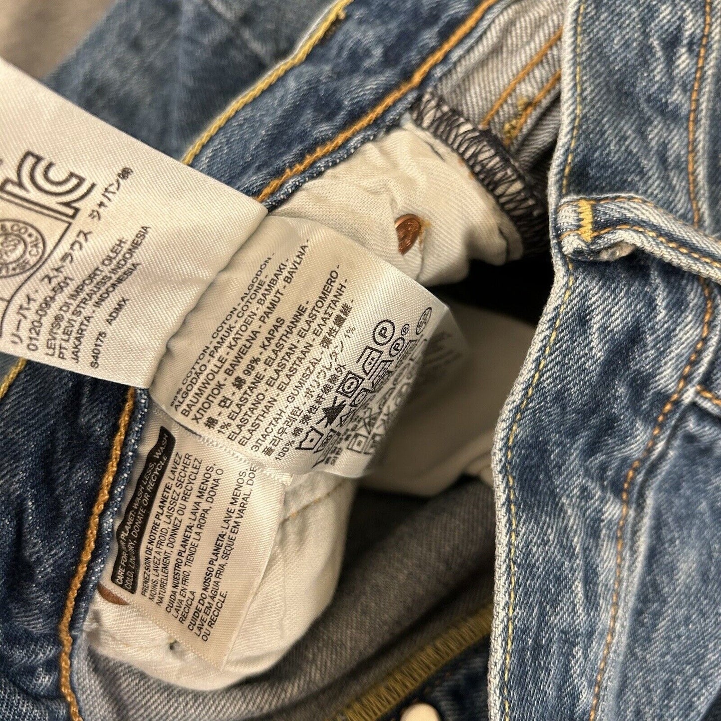 Levis 501 Jeans Mens 36x34" Blue Button Fly Straight Leg Denim Pants Casual Work