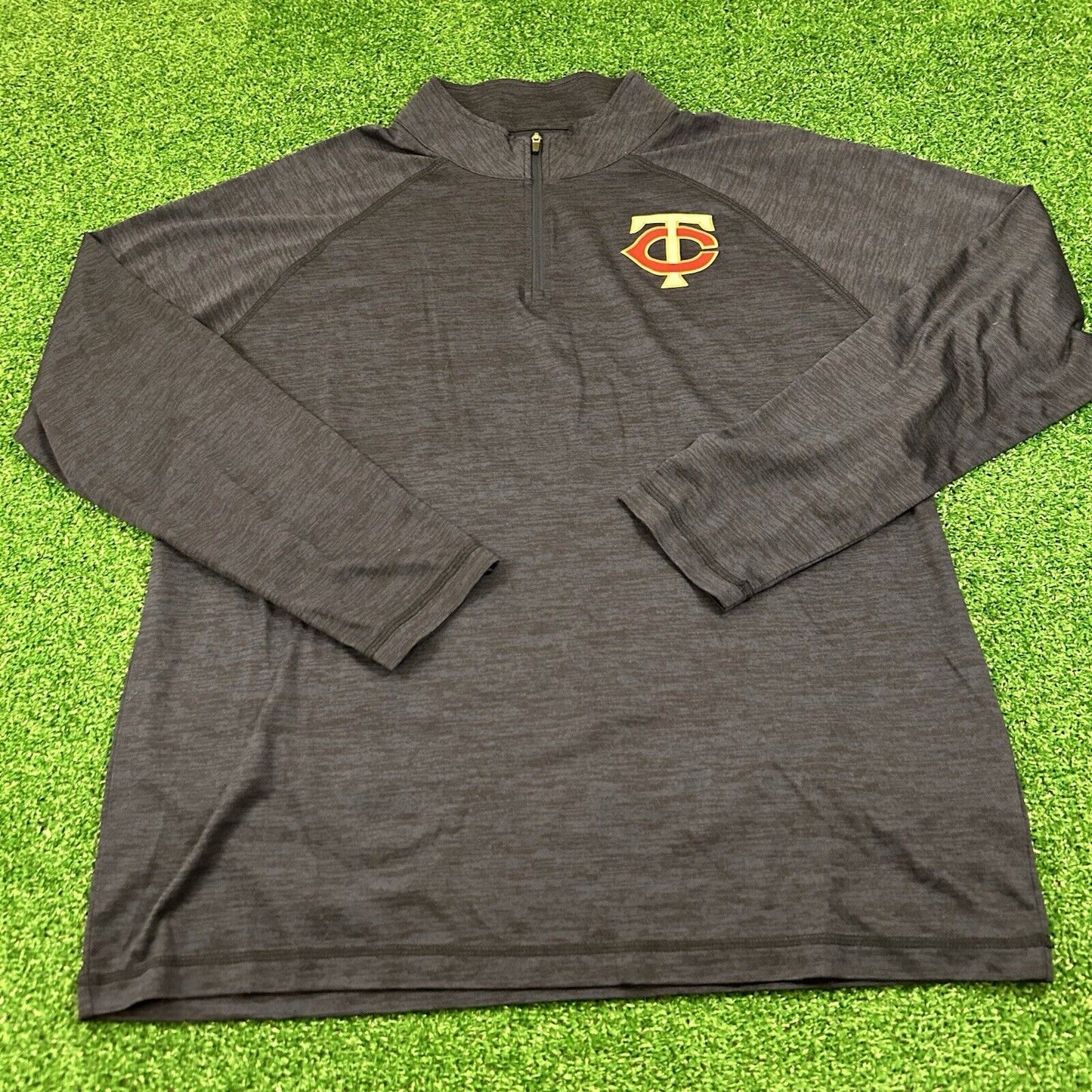 Minnesota Twins Sweater Mens Extra Large Blue Pullover 1/4 Zip Majestic Baseball