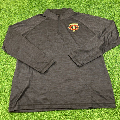 Minnesota Twins Sweater Mens Extra Large Blue Pullover 1/4 Zip Majestic Baseball