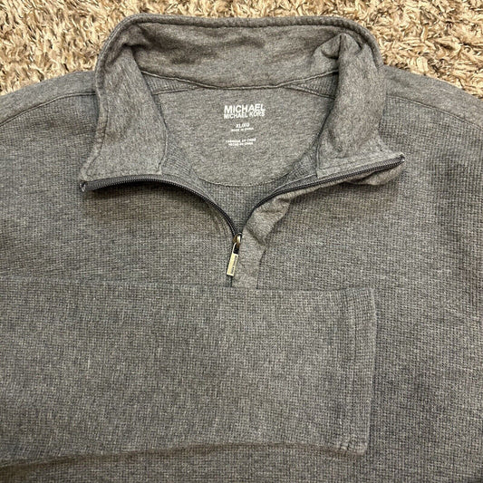 Michael Kors Sweater Mens Extra Large Gray Pullover Quarter Zip Sweatshirt