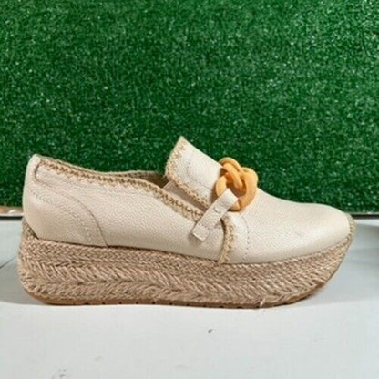 Dolce Vita Jhenee Espadrille Platform Sneaker Chain Slip On Shoes Beige Women 10