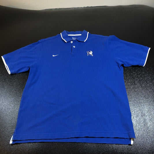 Nike Duke Blue Devils Polo Shirt Mens Medium Blue Short Sleeve Swoosh College