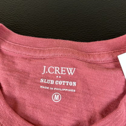 J Crew Slub Polo Shirt Mens Medium Red/Pink Band Collar Short Sleeve Preppy New
