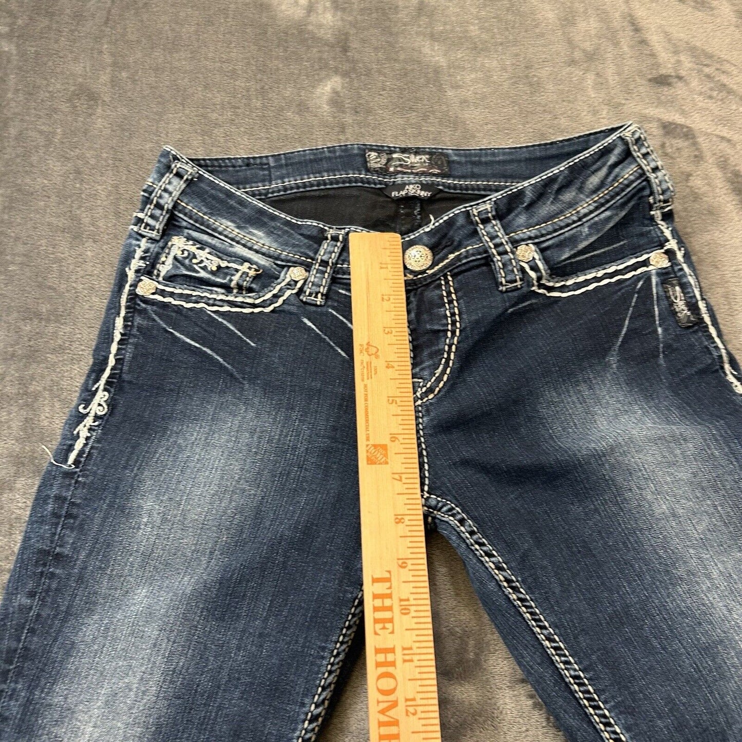 Silver Aiko Jeans Womens Blue 28x31" Blue Flap Skinny Denim Pants Stretch