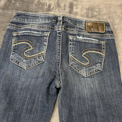 Silver Frances Jeans Womens 18 Blue 27x33" Blue Denim Pants Flare Stretch Casual