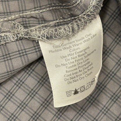 Eddie Bauer Shirt Mens Large Tall LT Gray Plaid Button Up Short Sleeve Pockets