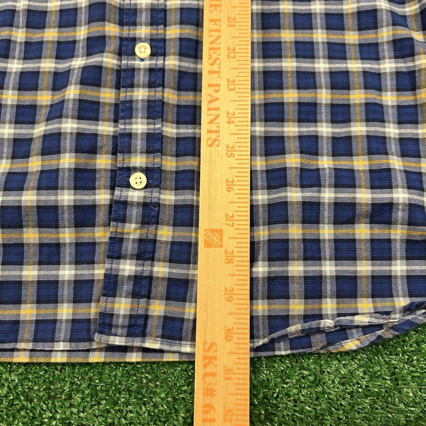 Gap Shirt Mens Extra Large Blue Yellow Plaid Button Up Long Sleeve Work Colorful