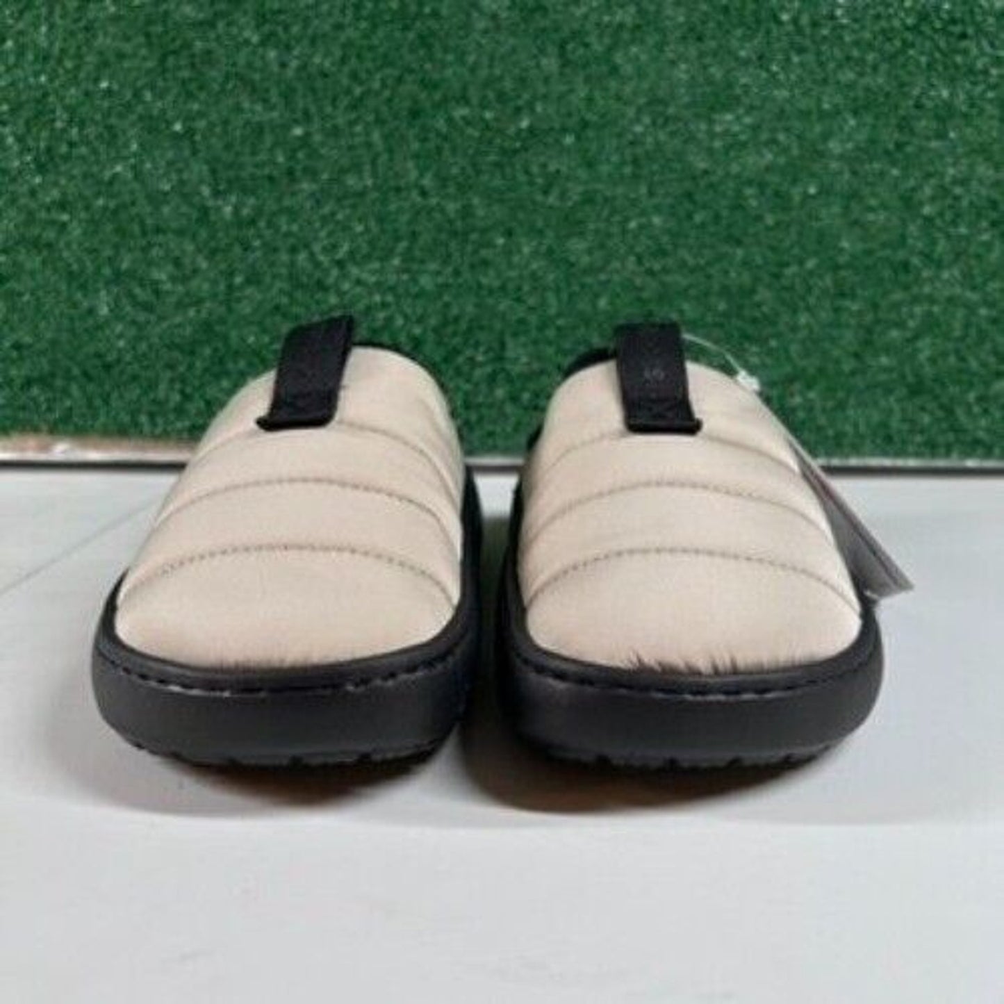 Crocs Classic Puff Mocs Beige Black Slip On Casual Comfort Shoes Womens 6 New