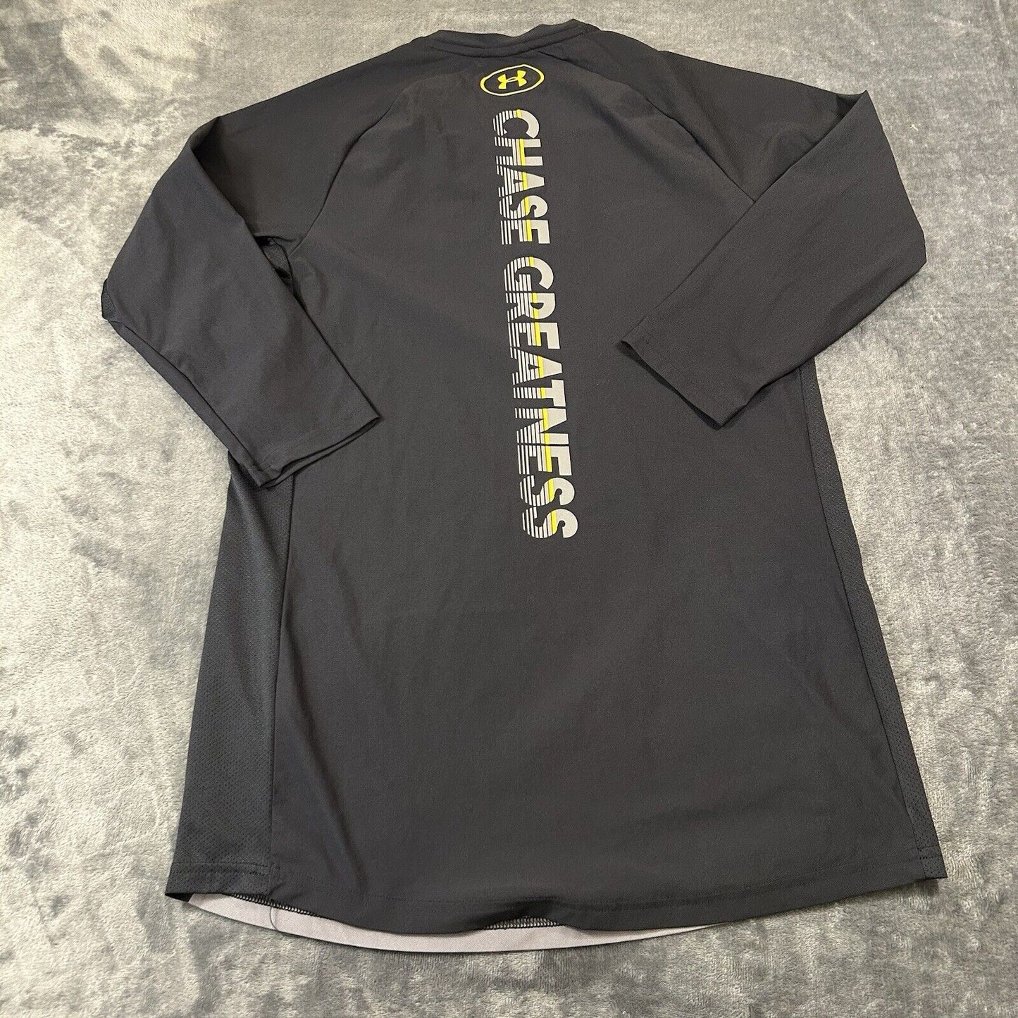 Under Armour Shirt Mens Medium Gray Black 3/4 Sleeve Project Rock Threadborne